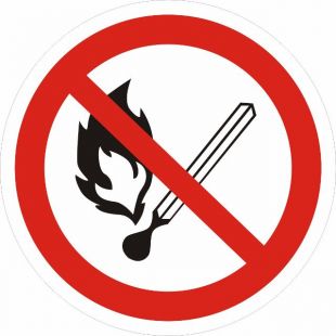 Р02 Запрещается пользоваться открытым огнем 150х150 мм ПВХ